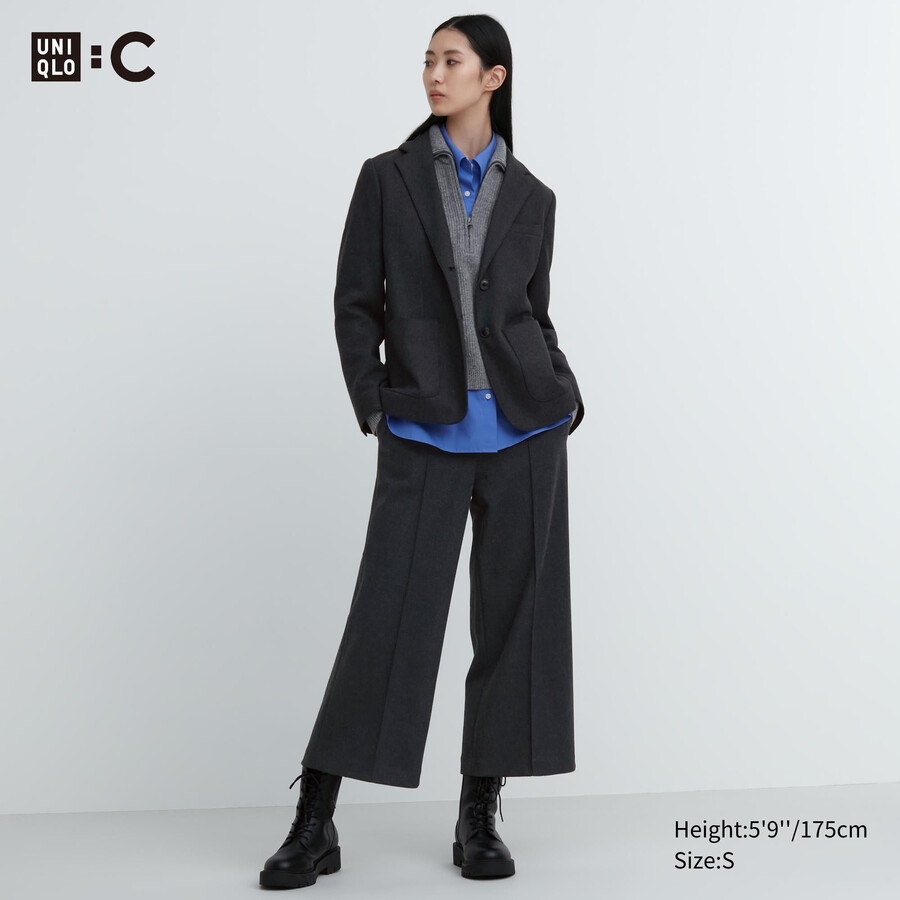 uniqlo brushed jersey cropped fit damtopp mörkgrå