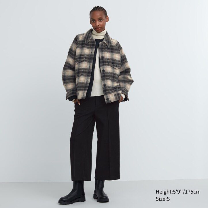 uniqlo brushed jersey cropped fit damtopp mörkgrå