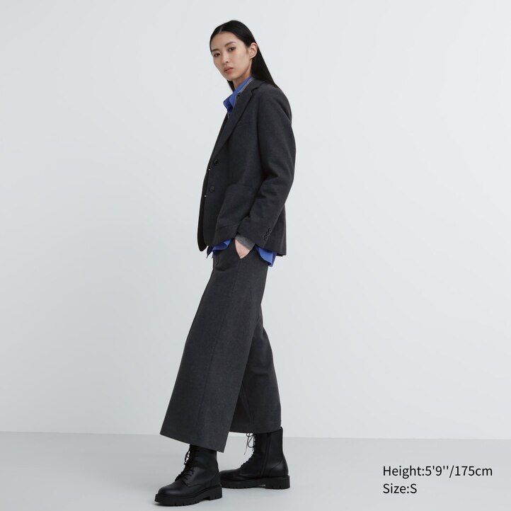 uniqlo brushed jersey cropped fit damtopp mörkgrå