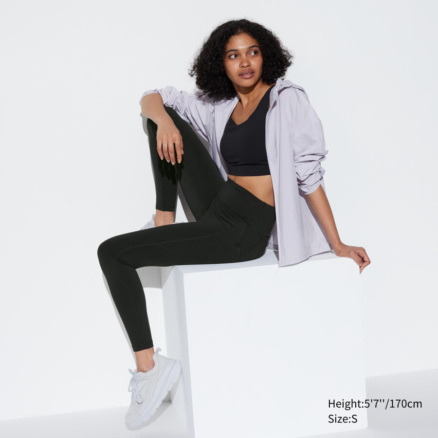 svarta uniqlo airism ultra soft-toppar med fickor för kvinnor