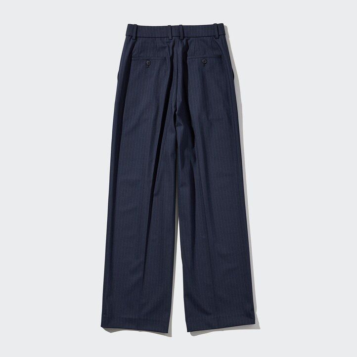 uniqlo plisserade randiga damtoppar marinblå