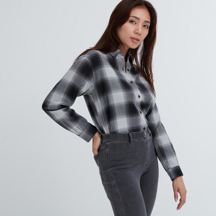 dam uniqlo ultra stretch denim toppar mörkgrå