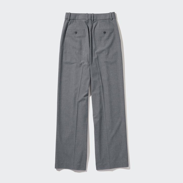 uniqlo plisserade toppar med vida ben i grått för kvinnor