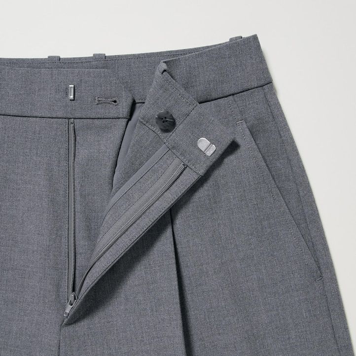 uniqlo plisserade toppar med vida ben i grått för kvinnor